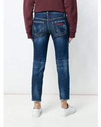 dunkelblaue Jeans mit Destroyed-Effekten von Dsquared2