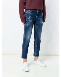 dunkelblaue Jeans mit Destroyed-Effekten von Dsquared2