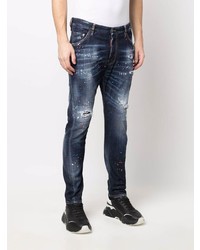 dunkelblaue Jeans mit Destroyed-Effekten von DSQUARED2