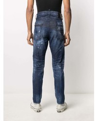 dunkelblaue Jeans mit Destroyed-Effekten von DSQUARED2