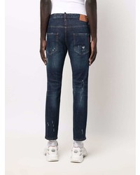 dunkelblaue Jeans mit Destroyed-Effekten von Philipp Plein