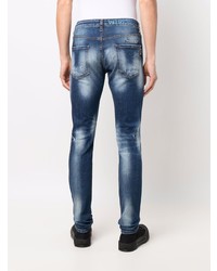 dunkelblaue Jeans mit Destroyed-Effekten von Philipp Plein