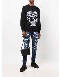 dunkelblaue Jeans mit Destroyed-Effekten von Philipp Plein