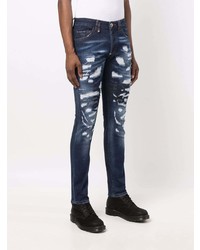 dunkelblaue Jeans mit Destroyed-Effekten von Philipp Plein