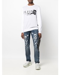 dunkelblaue Jeans mit Destroyed-Effekten von Philipp Plein