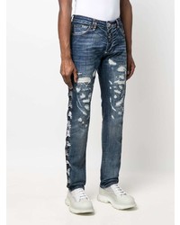 dunkelblaue Jeans mit Destroyed-Effekten von Philipp Plein