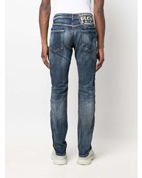 dunkelblaue Jeans mit Destroyed-Effekten von Philipp Plein