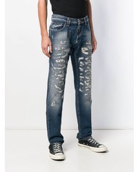 dunkelblaue Jeans mit Destroyed-Effekten von Philipp Plein