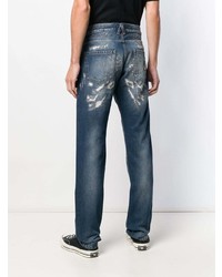 dunkelblaue Jeans mit Destroyed-Effekten von Philipp Plein