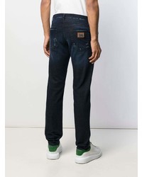 dunkelblaue Jeans mit Destroyed-Effekten von Dolce & Gabbana