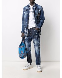 dunkelblaue Jeans mit Destroyed-Effekten von DSQUARED2