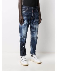 dunkelblaue Jeans mit Destroyed-Effekten von DSQUARED2