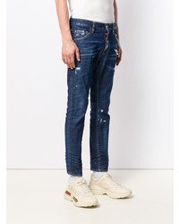 dunkelblaue Jeans mit Destroyed-Effekten von DSQUARED2