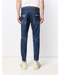 dunkelblaue Jeans mit Destroyed-Effekten von DSQUARED2