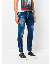 dunkelblaue Jeans mit Destroyed-Effekten von DSQUARED2