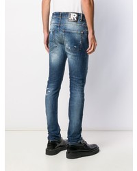 dunkelblaue Jeans mit Destroyed-Effekten von John Richmond