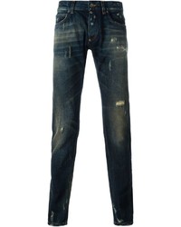 dunkelblaue Jeans mit Destroyed-Effekten von Dolce & Gabbana