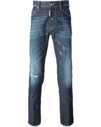 dunkelblaue Jeans mit Destroyed-Effekten von DSquared