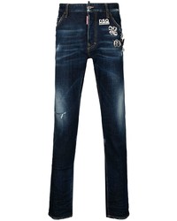 dunkelblaue Jeans mit Destroyed-Effekten von DSQUARED2