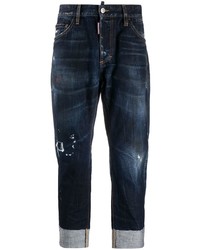 dunkelblaue Jeans mit Destroyed-Effekten von DSQUARED2