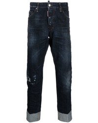 dunkelblaue Jeans mit Destroyed-Effekten von DSQUARED2