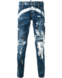 dunkelblaue Jeans mit Destroyed-Effekten von DSQUARED2