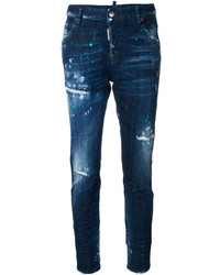 dunkelblaue Jeans mit Destroyed-Effekten von Dsquared2