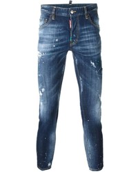 dunkelblaue Jeans mit Destroyed-Effekten von DSQUARED2