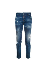 dunkelblaue Jeans mit Destroyed-Effekten von Dsquared2