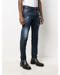 dunkelblaue Jeans mit Destroyed-Effekten von DSQUARED2