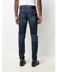 dunkelblaue Jeans mit Destroyed-Effekten von DSQUARED2