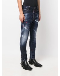 dunkelblaue Jeans mit Destroyed-Effekten von DSQUARED2