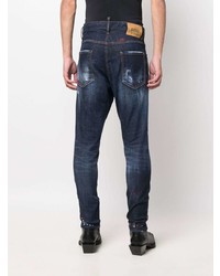 dunkelblaue Jeans mit Destroyed-Effekten von DSQUARED2