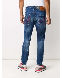 dunkelblaue Jeans mit Destroyed-Effekten von DSQUARED2