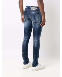 dunkelblaue Jeans mit Destroyed-Effekten von John Richmond