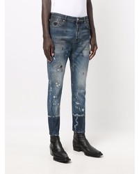 dunkelblaue Jeans mit Destroyed-Effekten von John Richmond