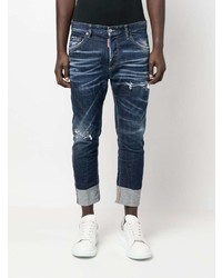 dunkelblaue Jeans mit Destroyed-Effekten von DSQUARED2