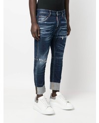 dunkelblaue Jeans mit Destroyed-Effekten von DSQUARED2