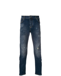 dunkelblaue Jeans mit Destroyed-Effekten von Frankie Morello
