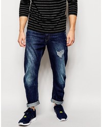 dunkelblaue Jeans mit Destroyed-Effekten von G Star