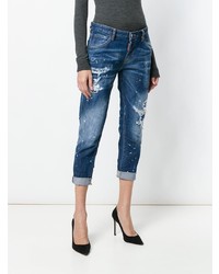 dunkelblaue Jeans mit Destroyed-Effekten von Dsquared2