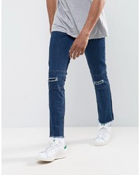 dunkelblaue Jeans mit Destroyed-Effekten von Hoxton Denim