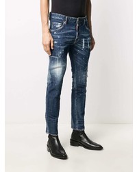 dunkelblaue Jeans mit Destroyed-Effekten von DSQUARED2