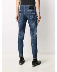 dunkelblaue Jeans mit Destroyed-Effekten von DSQUARED2