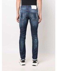 dunkelblaue Jeans mit Destroyed-Effekten von John Richmond