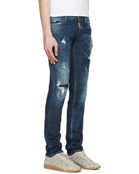 dunkelblaue Jeans mit Destroyed-Effekten von DSQUARED2