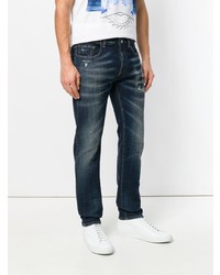 dunkelblaue Jeans mit Destroyed-Effekten von Frankie Morello