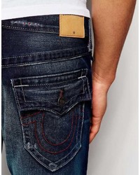 dunkelblaue Jeans mit Destroyed-Effekten von True Religion