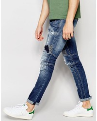 dunkelblaue Jeans mit Destroyed-Effekten von Replay