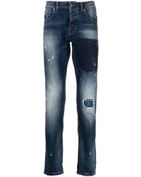 dunkelblaue Jeans mit Destroyed-Effekten von John Richmond